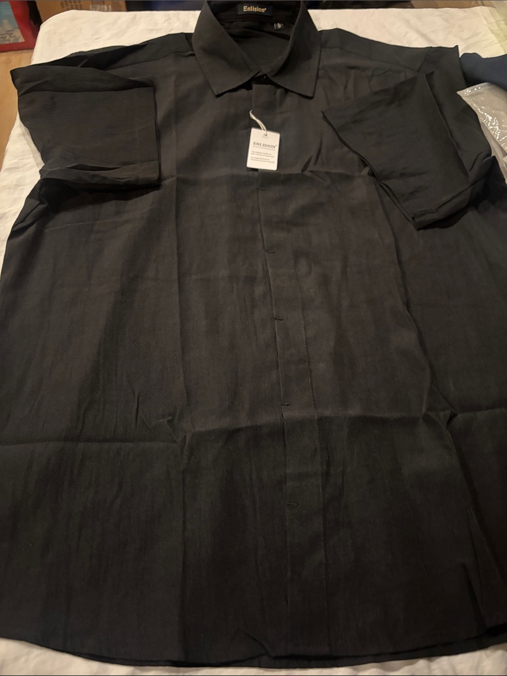 Enlision Black Short-Sleeve Button-Up Shirt